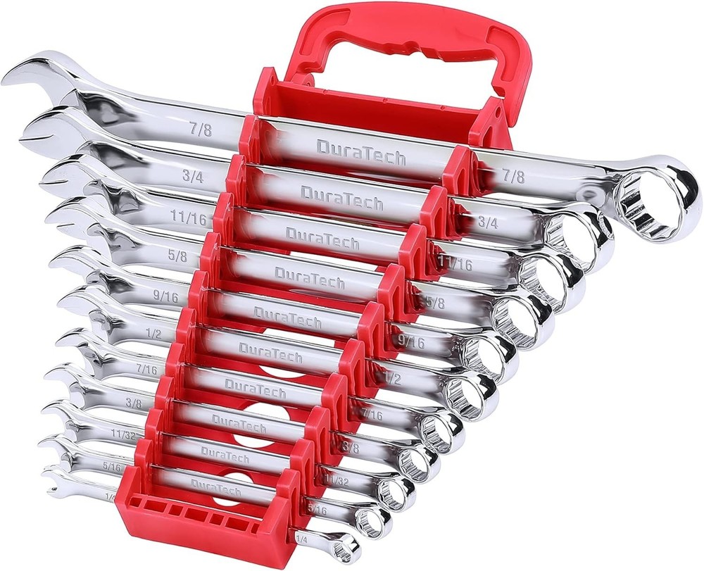 Duratech 11-Piece SAE Combination Wrench Set with Organizer