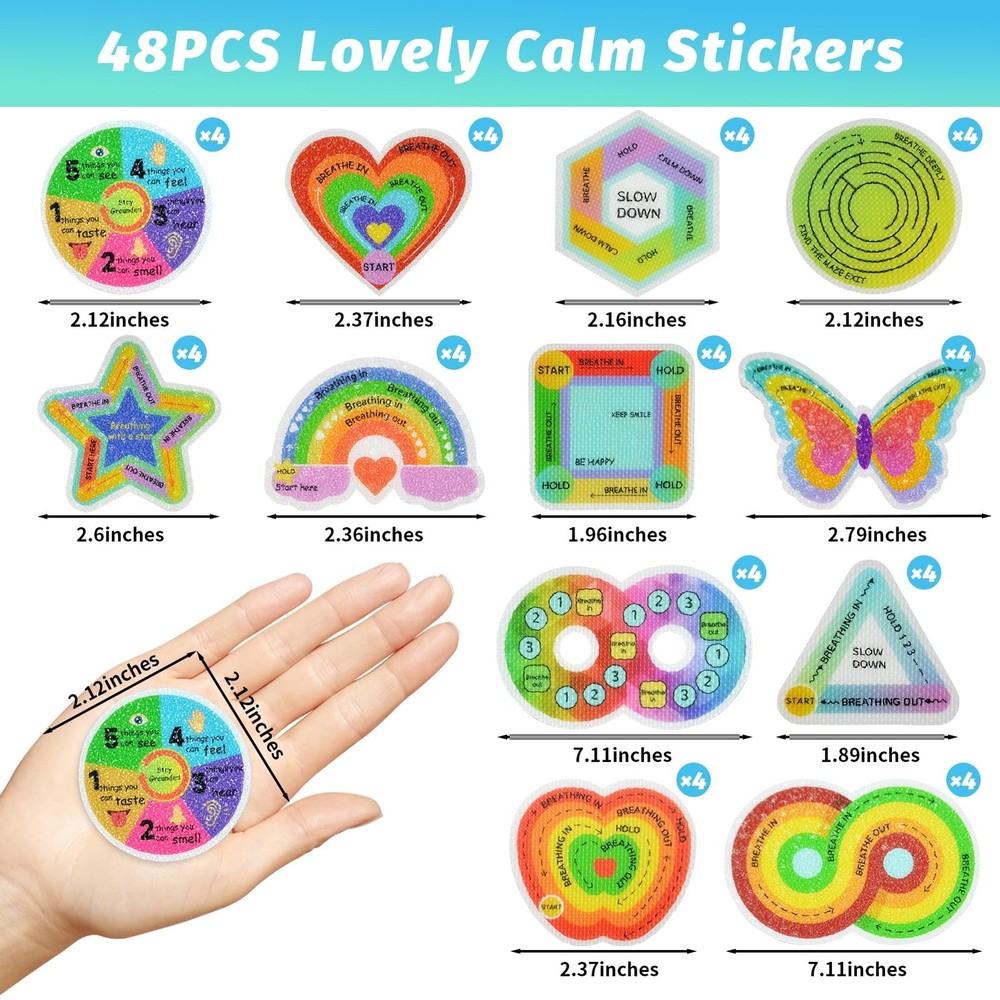 48 Pcs Sensory Strips Set – Anxiety Sticker Kit with Different Textures, 2 Te...