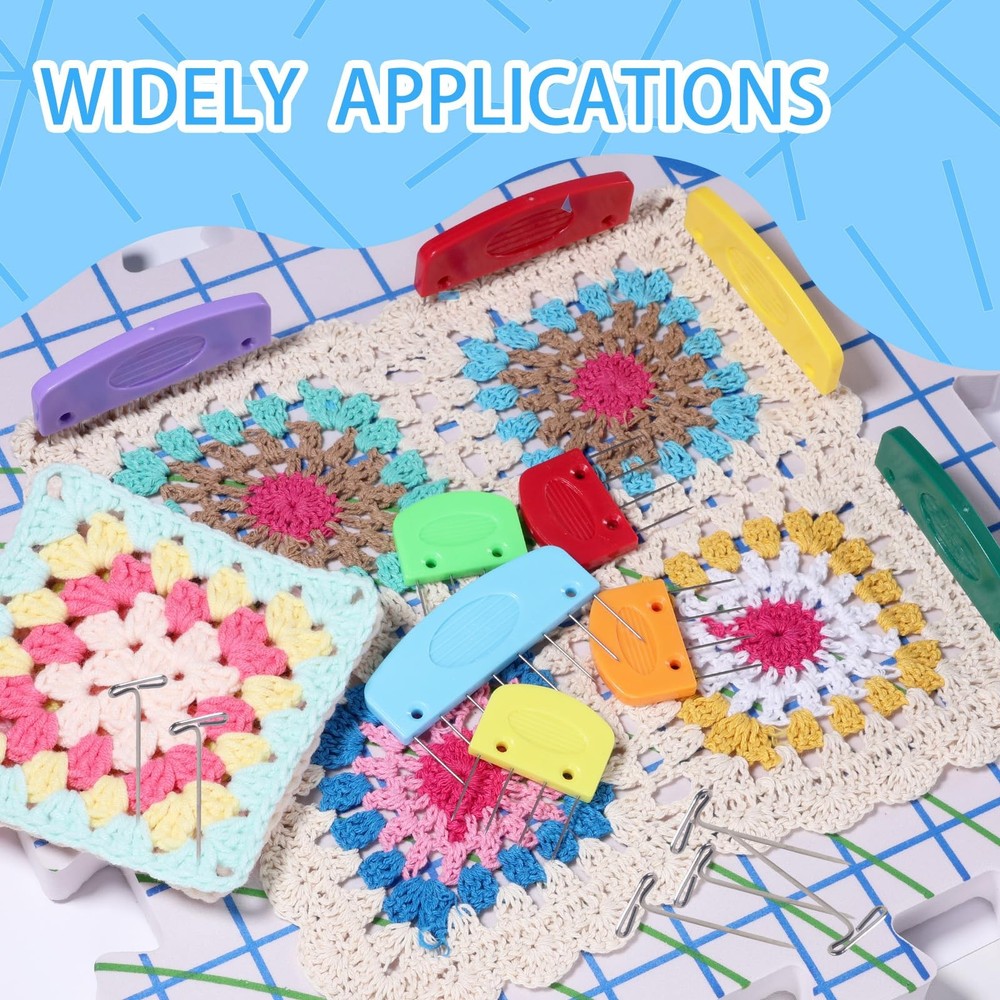 130 Pcs Knit Blockers and Combs for Blocking - Rainbow Knitting Blocking Combs P