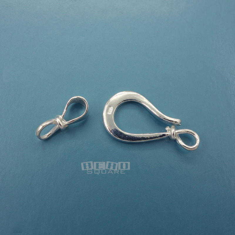 1 Set Large Solid Sterling Silver Hook Eye Clasp Connector 28mm (1.1") #33283