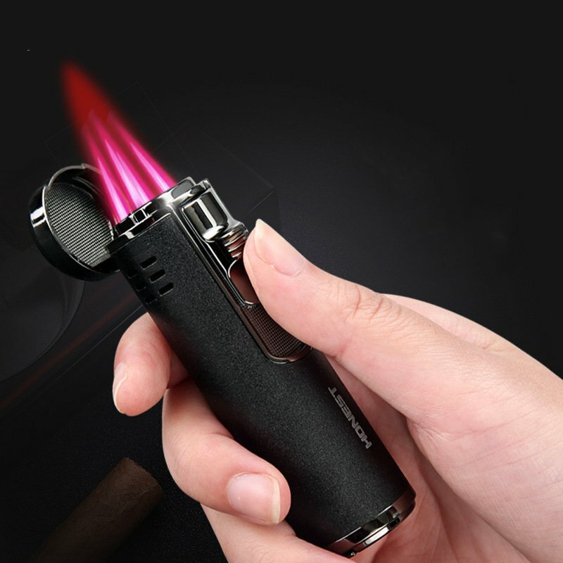 4 Jet Flame Torch Lighter Cigar Lighter Adjustable Refillable Butane Gas Gift