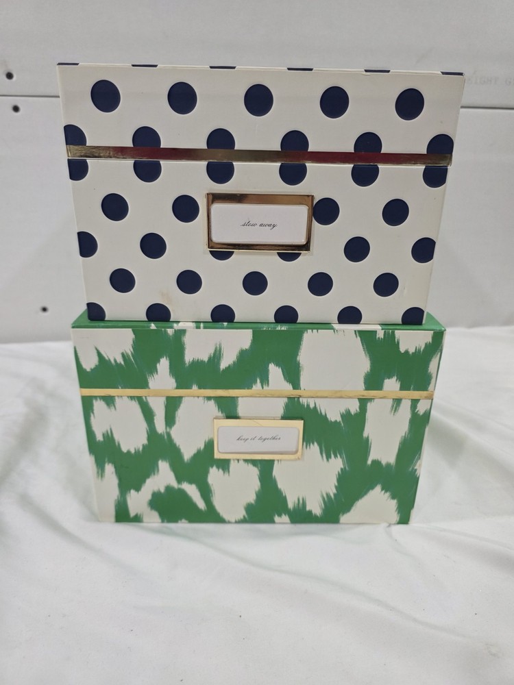 Kate Spade Nesting Boxes Poke A Dot And Green/white- Size Small And Medium