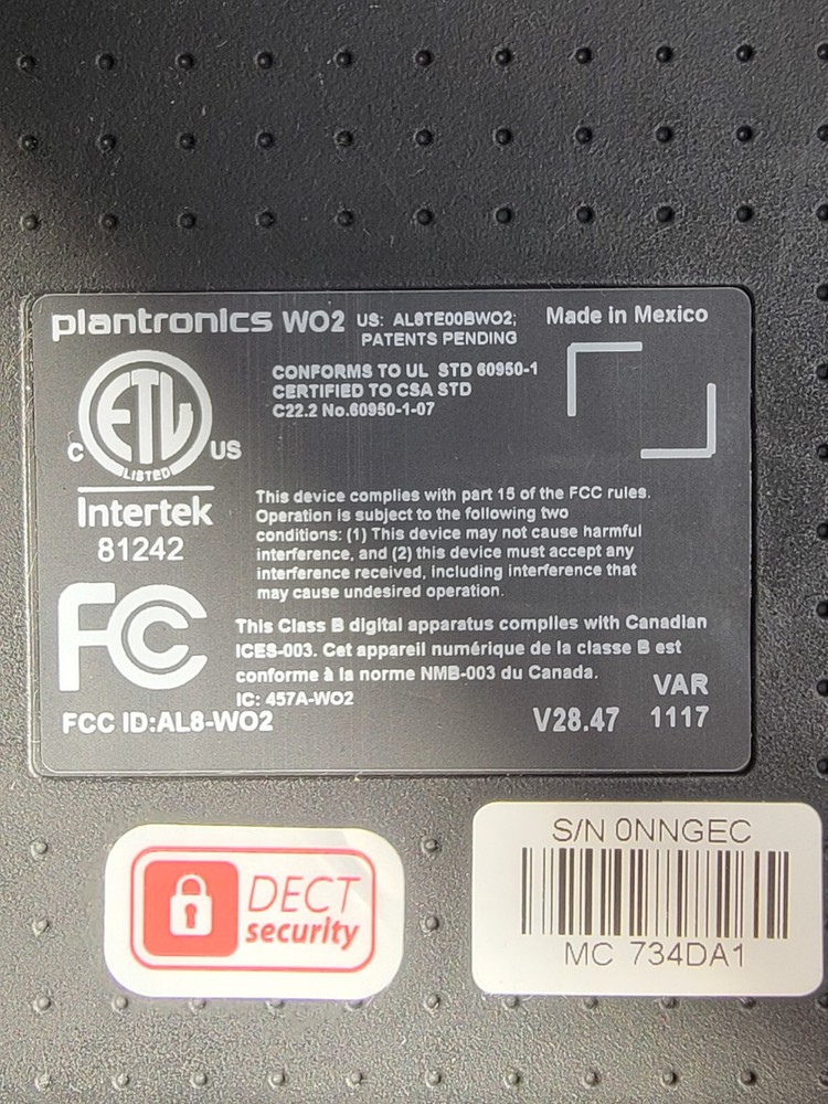 Plantronics WO2 Wireless Headset System