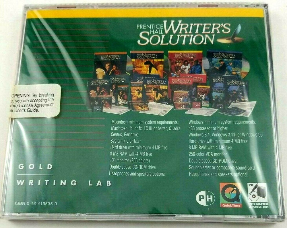 PRENTICE HALL Writer's Solution GOLD WRITING LAB (CD-ROM) New!