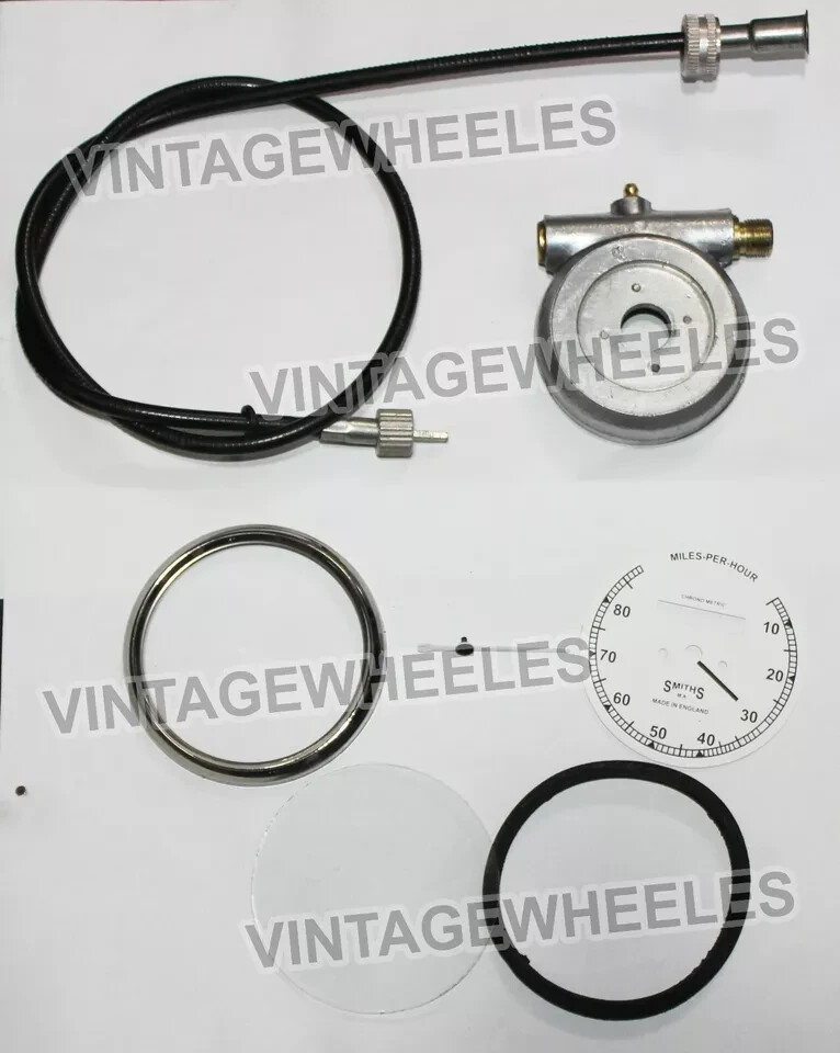 Smiths 80MPH White Dial Speedometer Gauge & 35" Cable + Speedometer Drive