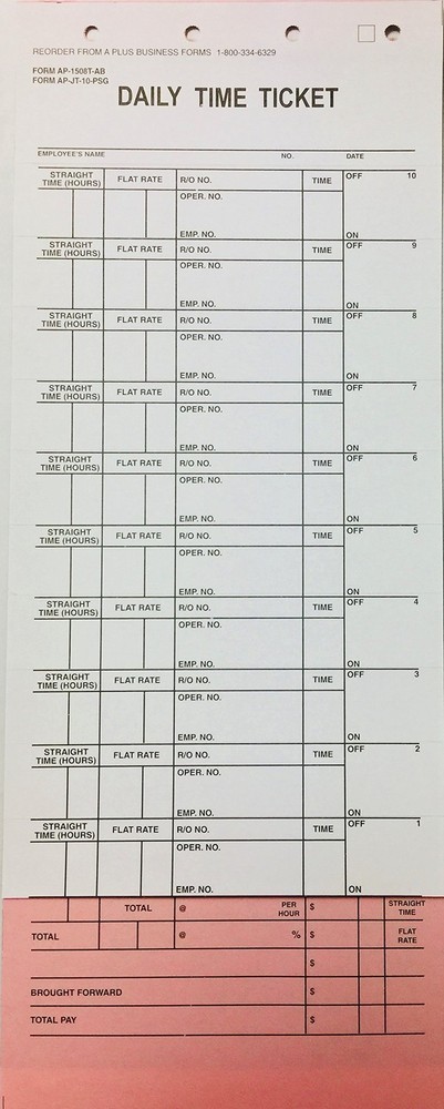 Daily Time Ticket #1508 (Quantity is 500) (V8)