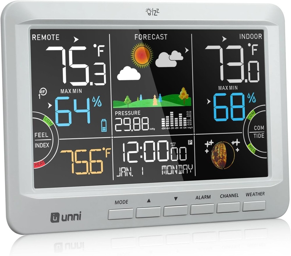 Compact Atomic Clock Weather Station with 330ft Wireless Range and Easy Setup