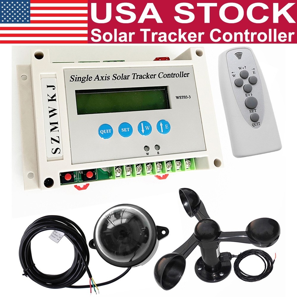 Single Axis Solar Tracker Kits -LCD Controller + Wind Speed Sensor DC 12V/24V DO