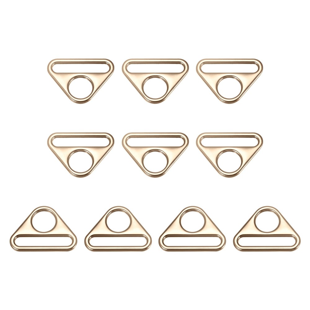 1.26" Adjuster Triangle with Bar Swivel Clip D Dee Ring Buckle, 10Pcs Gold