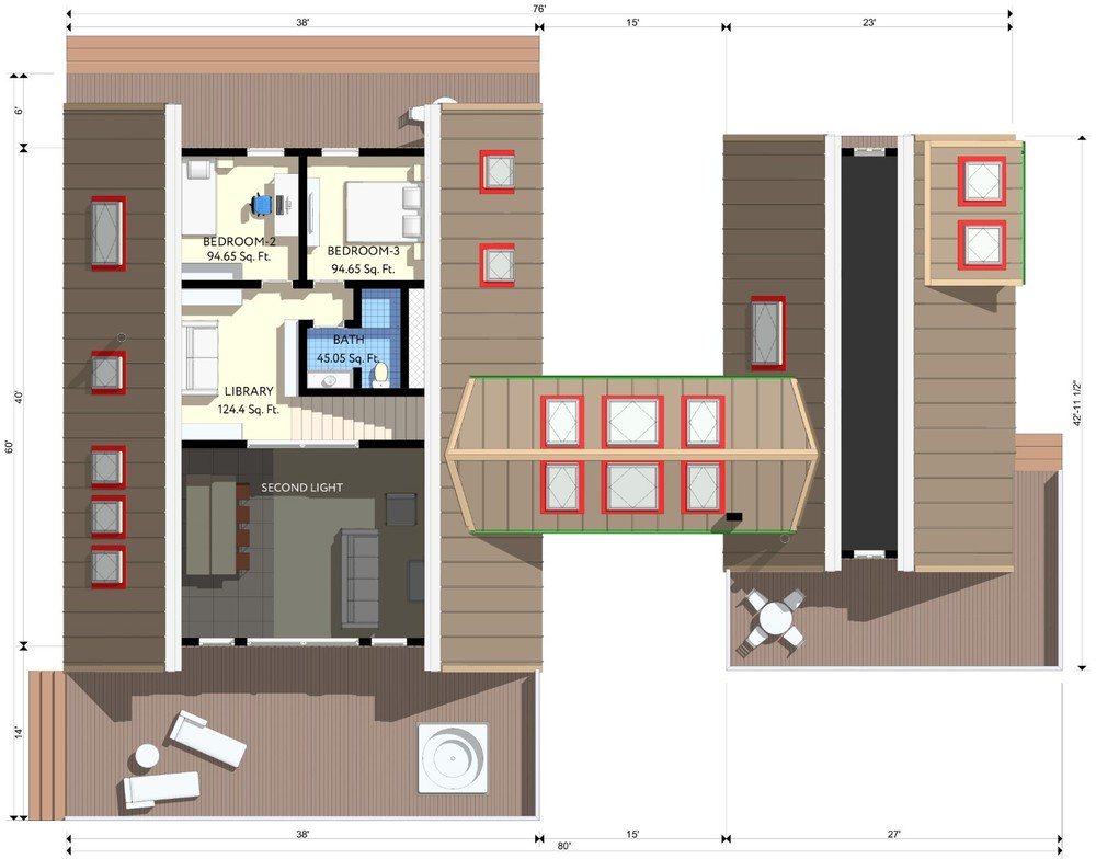 80'x60' Double A-Frame 4 Bed, 3 Bath Architectural Build Plans PDF Download