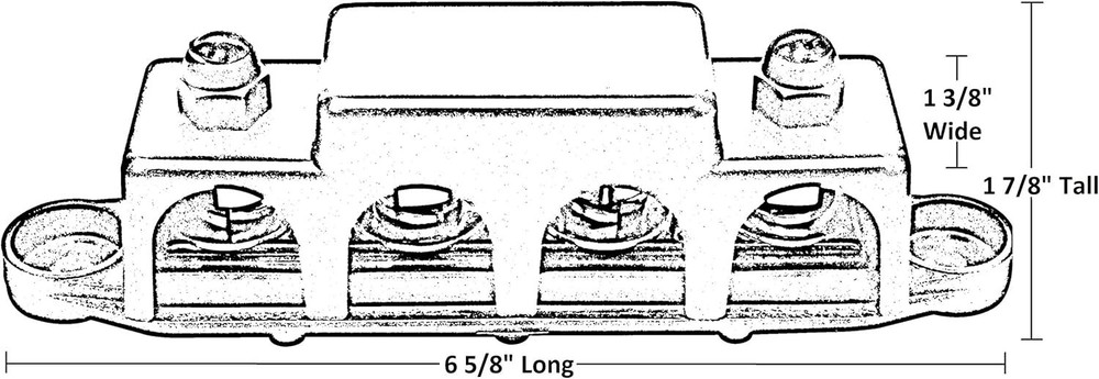 Durable Power Distribution Block - 4 Studs, 48V Capacity for Marine Environments