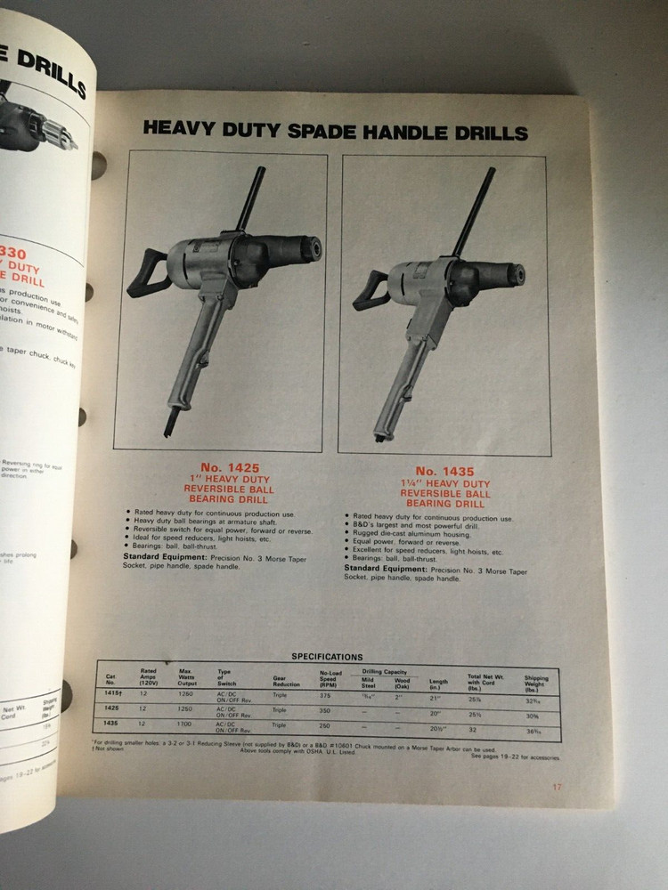 Black & Decker Heavy Duty Power Tools for Industry & Construction Catalog PE-7