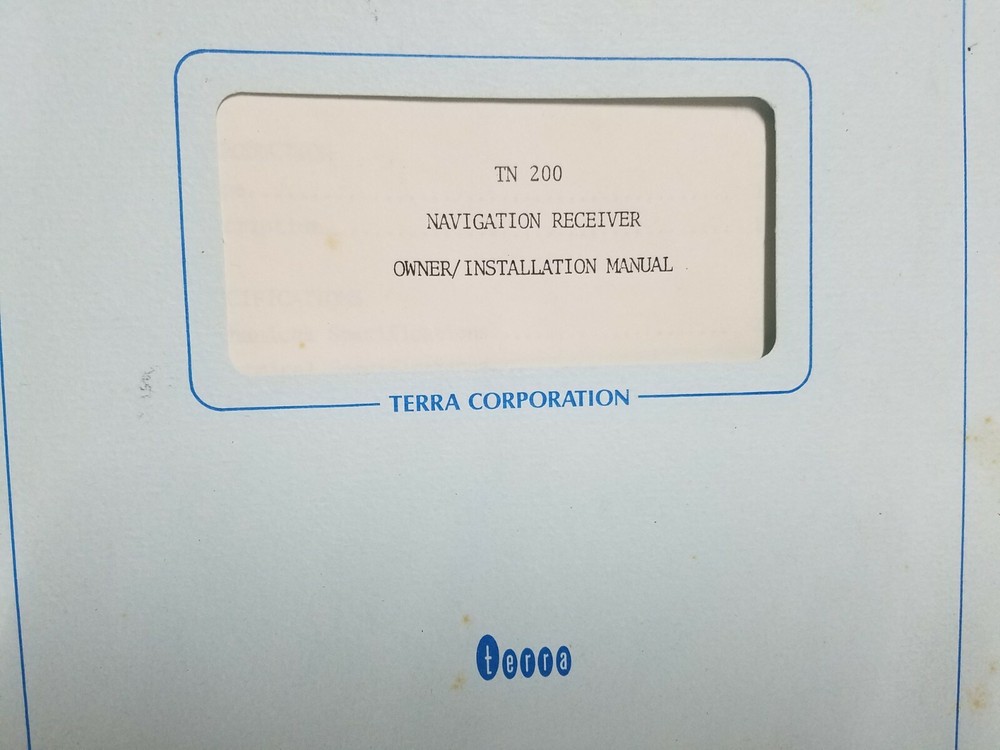 Terre TN200 NAVIGATION RECEIVER OWNER/INSTALLATION MANUAL