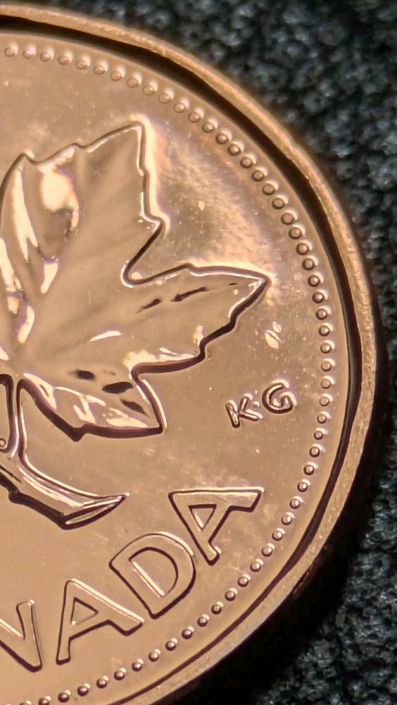 1987 1c Canada Cent Bu + DIE CRACK ERROR 2 Small Break Uncirculated +