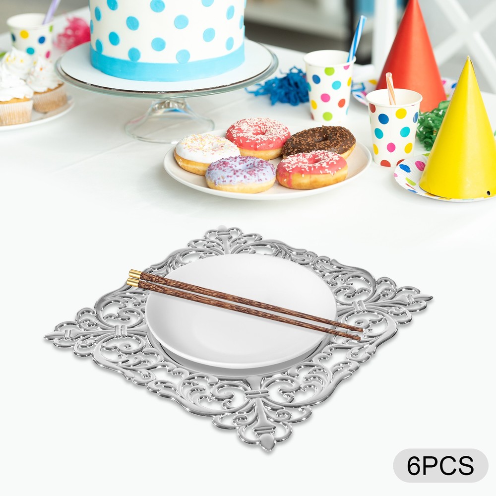 Dinner Plates Silver 30*30*2cm Hand Wash Antique Dinner Plates(6-Pack) Tabletop