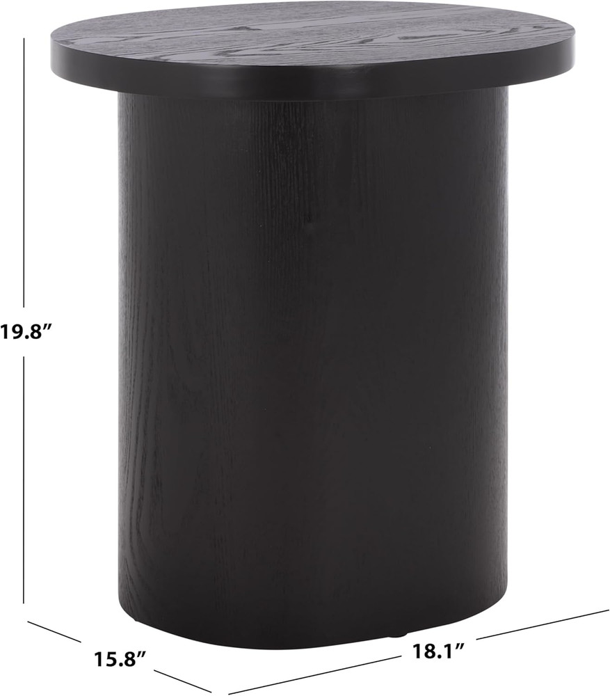 Modern Black Ekon Round Pedestal End Table - Fully Assembled by