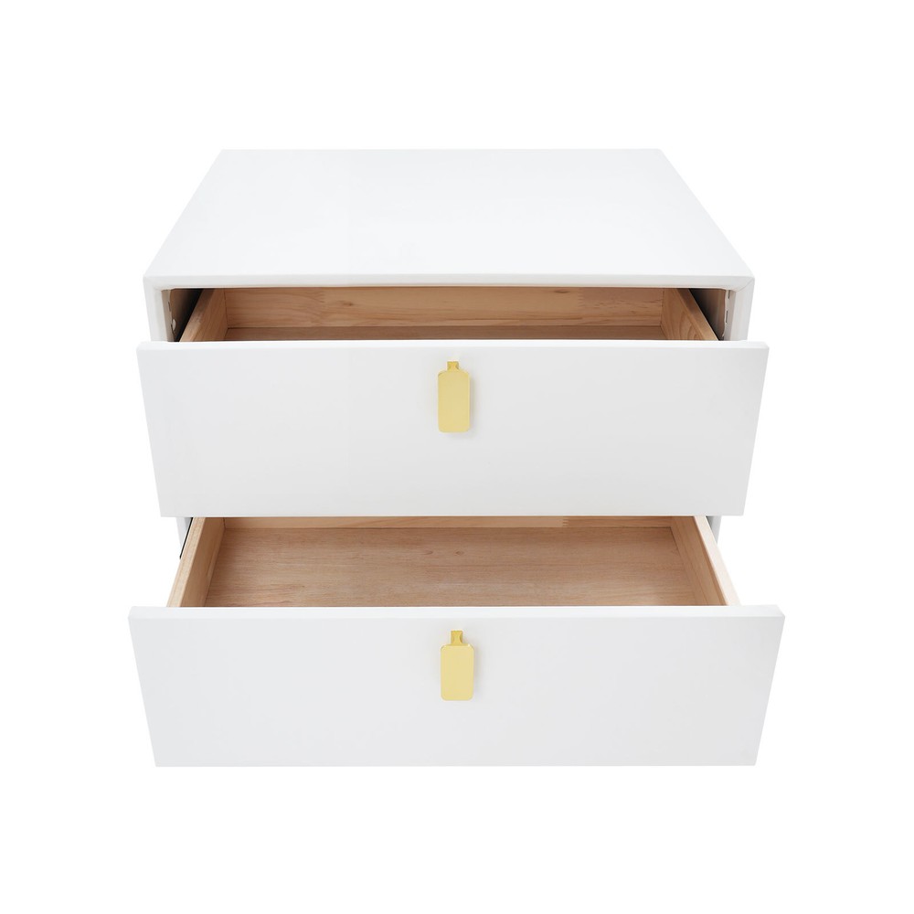 White Bedside Table, Storage Cabinet for the Bedroom, Side Table with 2-drawers!