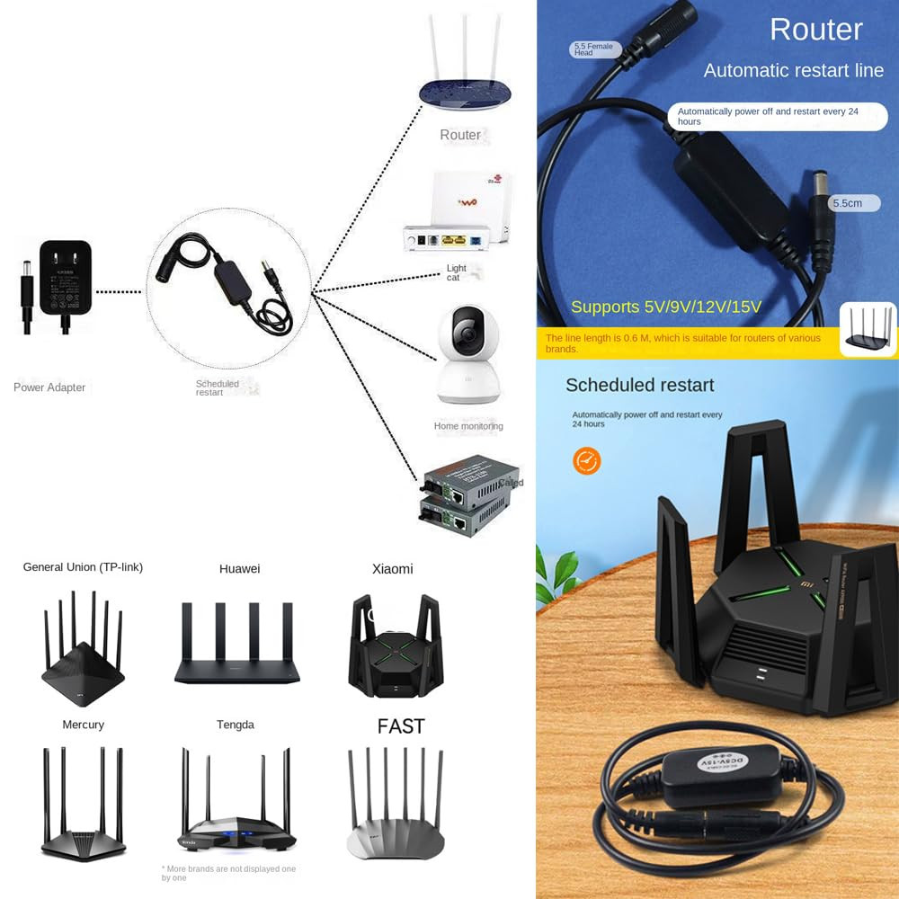2 Pack Router Rebooter Automatically Reboots DC Cable 5.5Mm X 2.1Mm Plug Program