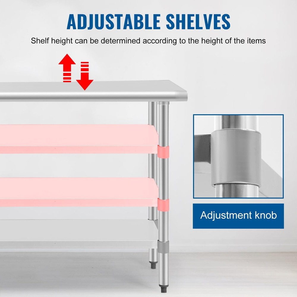 Work Table Stainless Steel Kitchen Work Table Adjustable Table Foot Prep Table