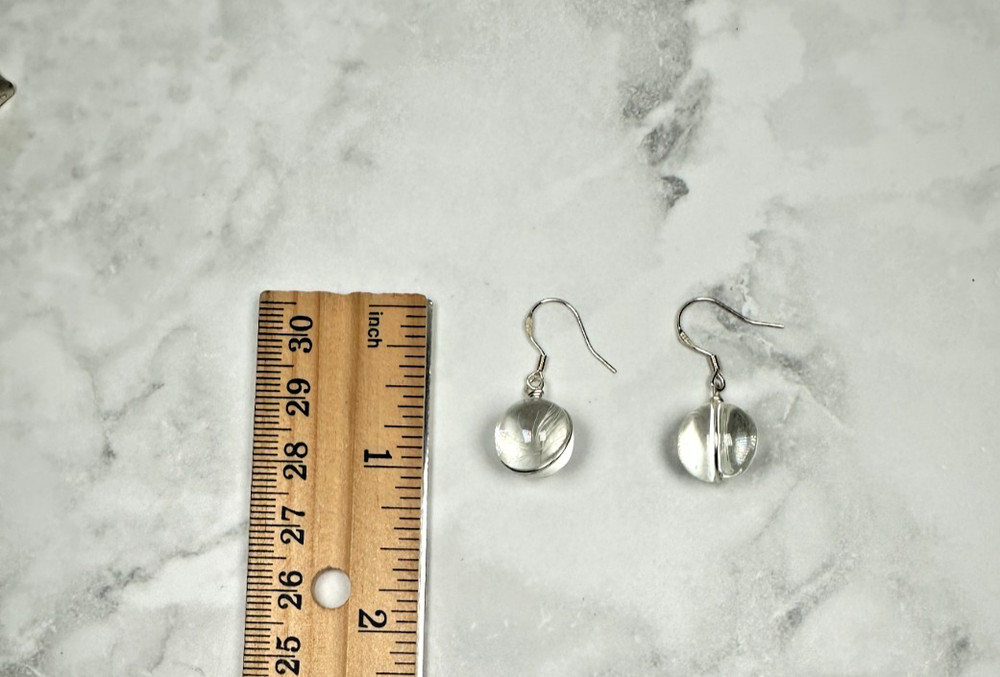 Sterling Silver Pappus Seed Dangle Round Earrings - 1" Long
