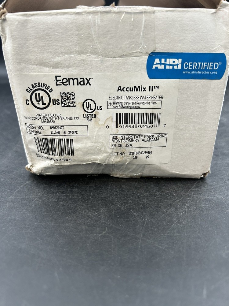 Eemax Am012240t Commercial Electric Tankless Water Heater, Undersink, 240Vac,