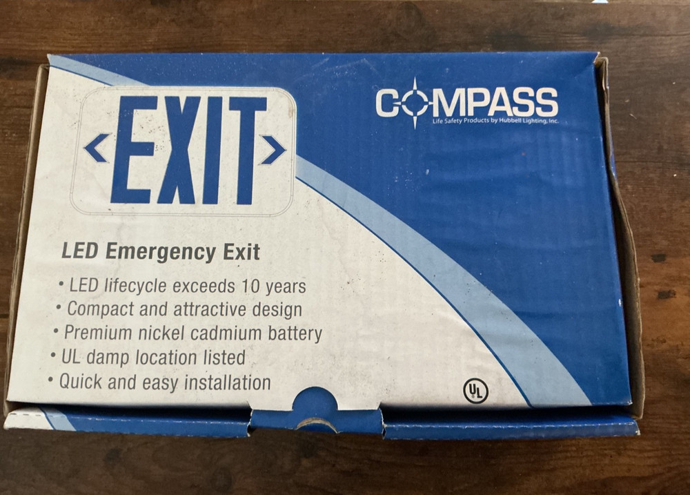 COMPASS THIN DIE CAST LED EMERGENCY EXIT SIGN CCESRE WYZ