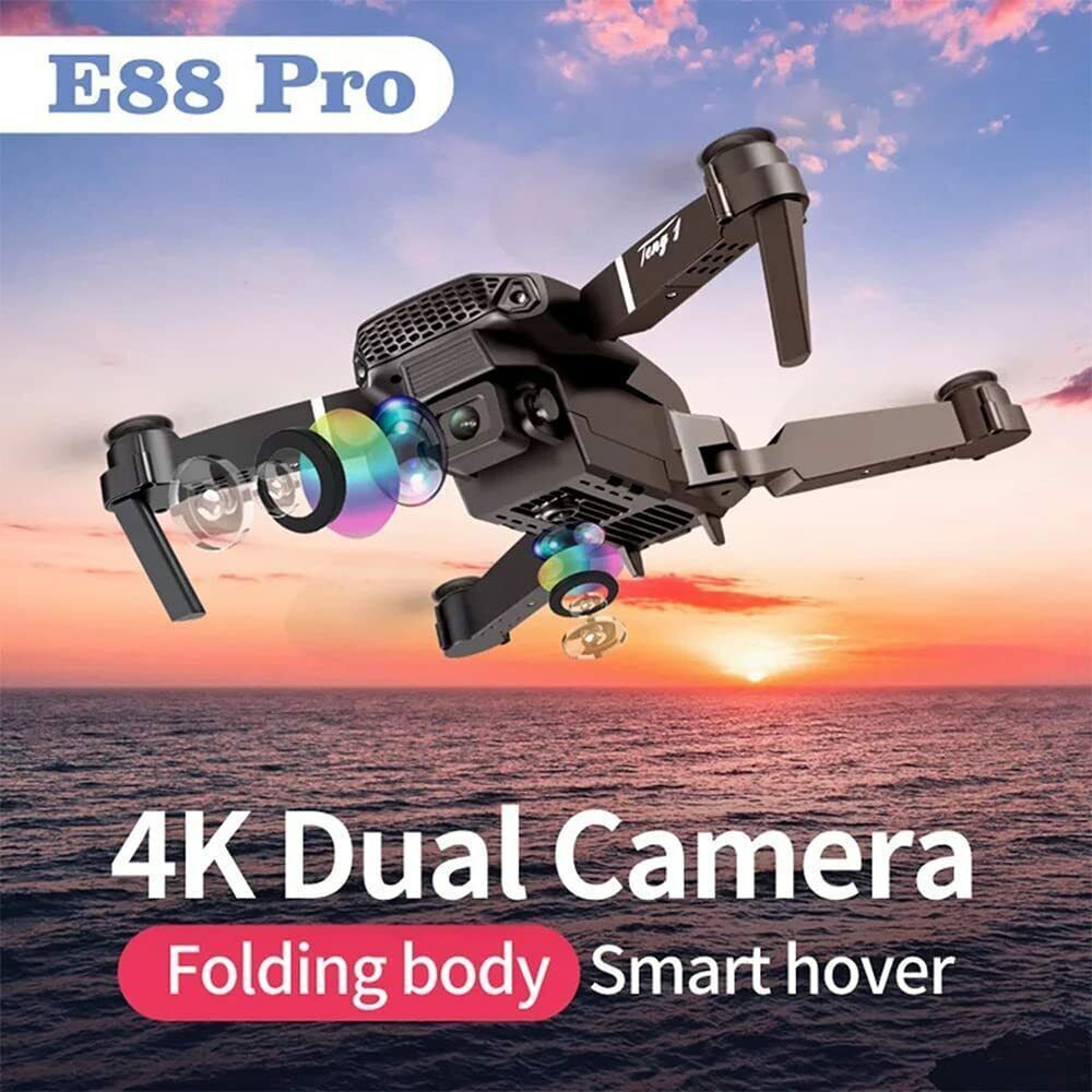 Dual Battery Black Drone – 4-Way Obstacle Avoidance RC Quadcopter