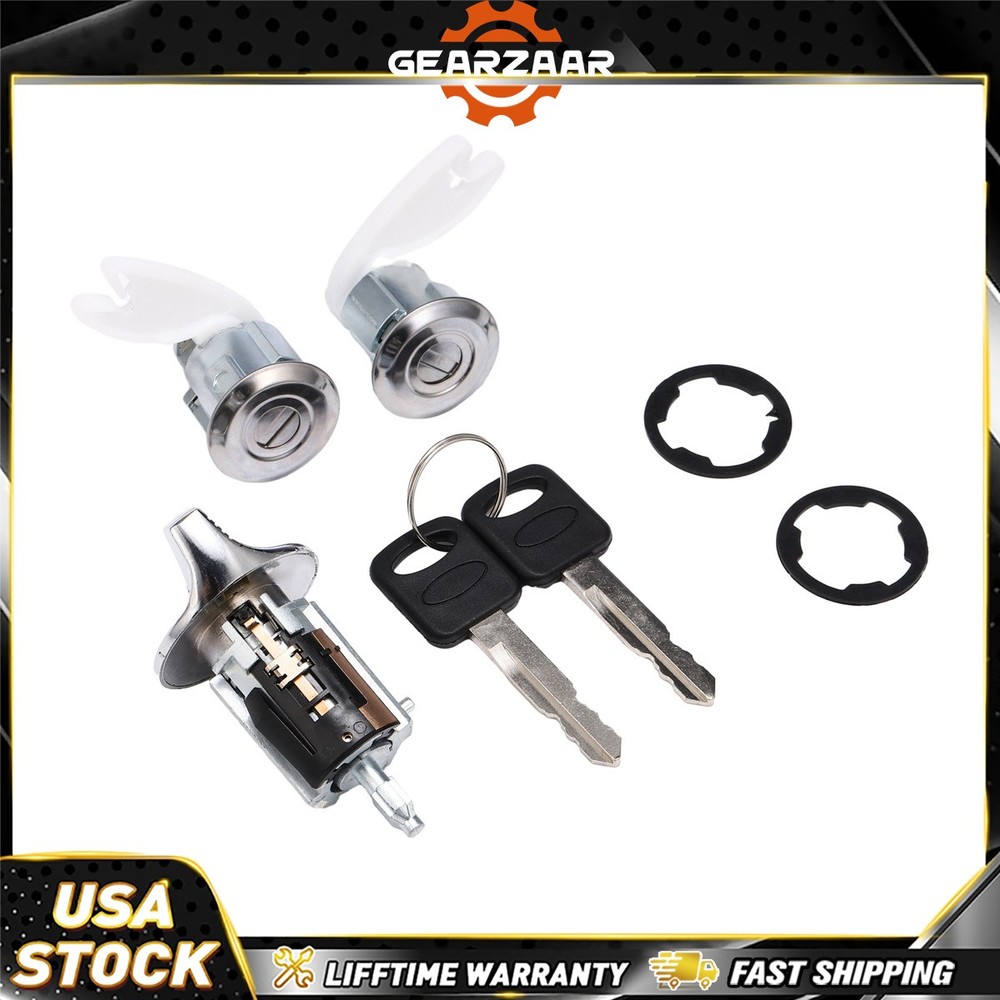 Door Lock Cylinders Set Ignition Switch with Keys For 92-96 Ford 2 Keys Ignition