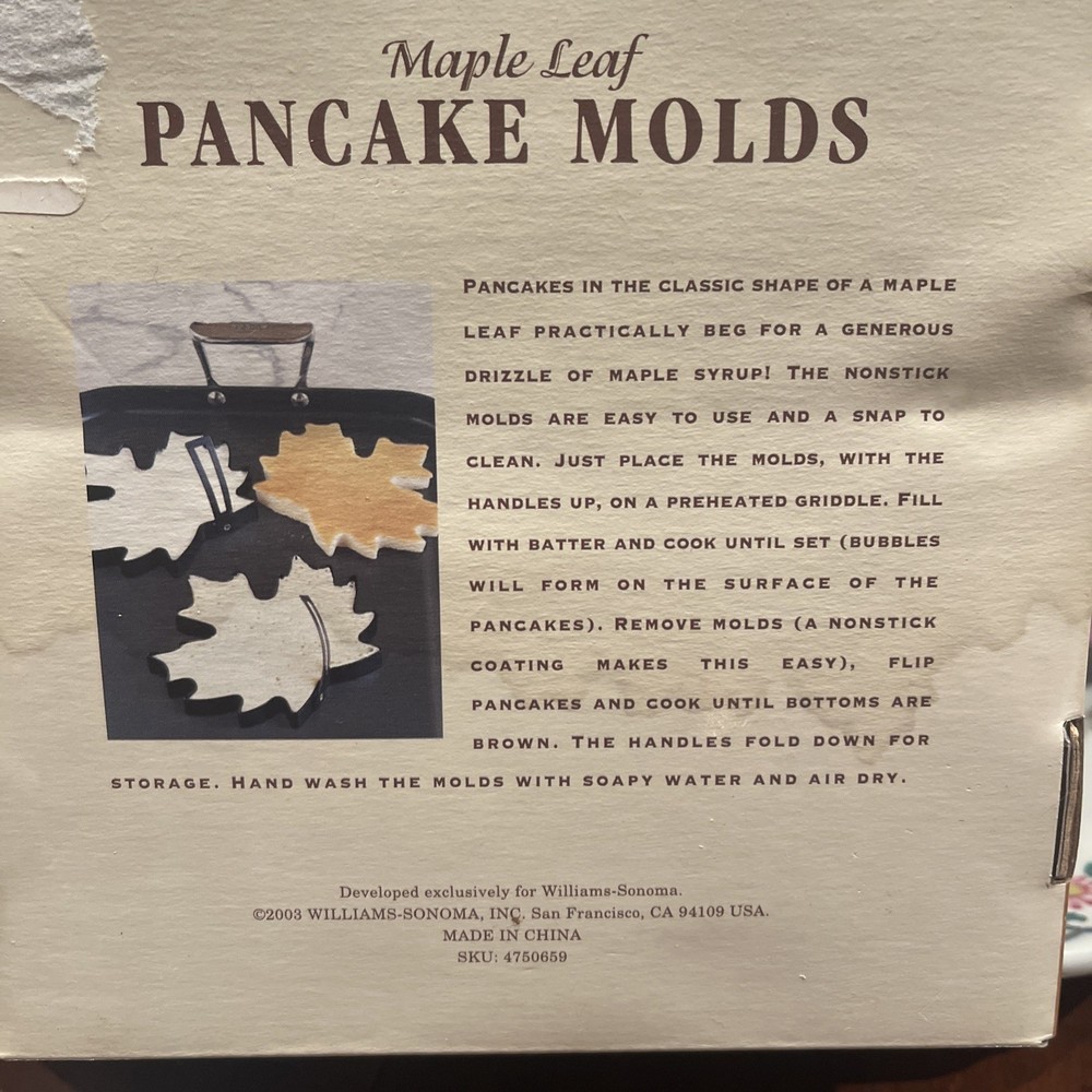 Williams Sonoma Maple Leaf pancake Molds