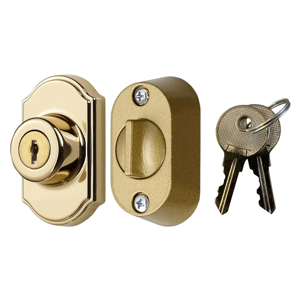 Ideal Security Model 703 Keyed Deadbolt for Storm and Screen Bright Brass