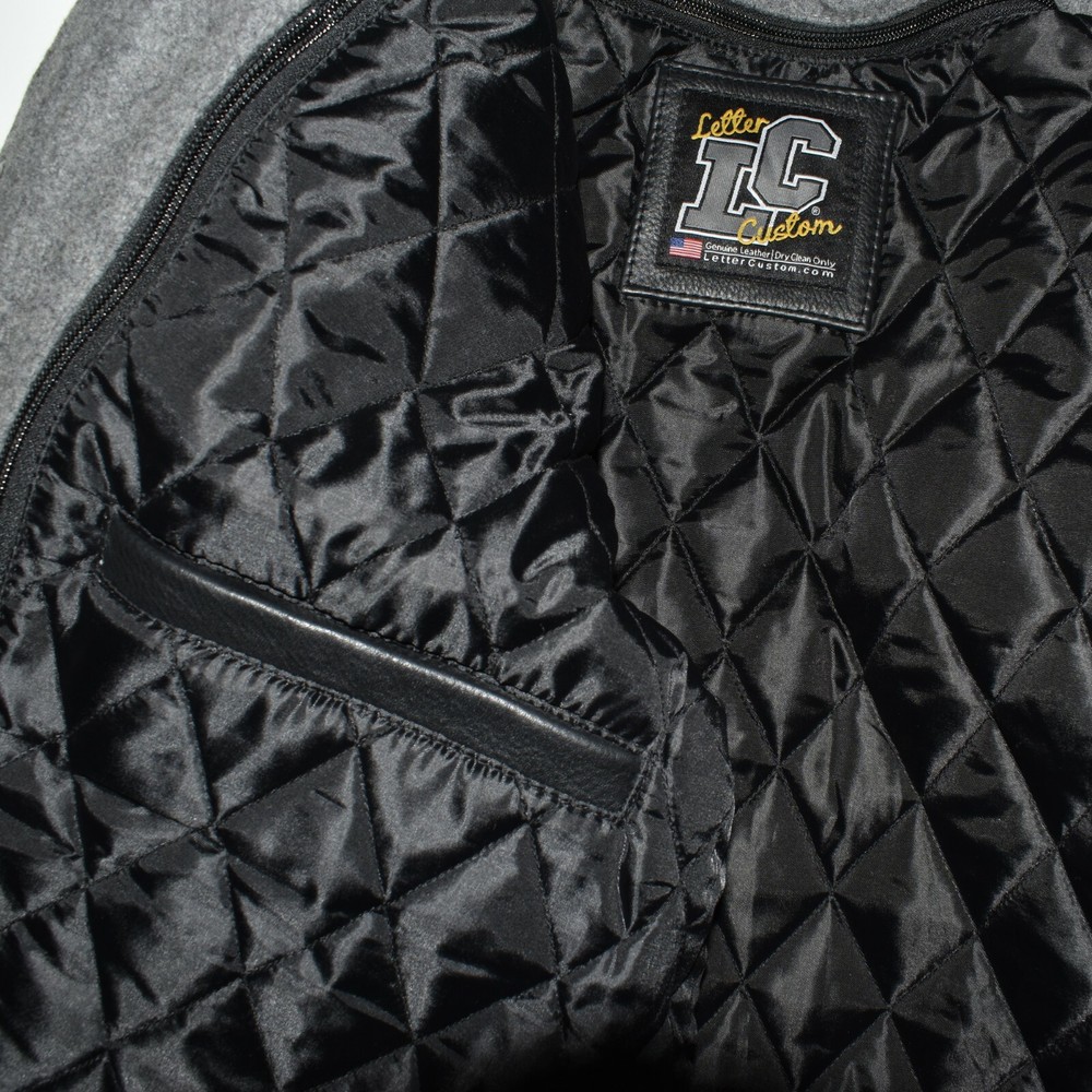 VarsityThreads Premium Leather & Wool Varsity Letterman Jacket Blackout
