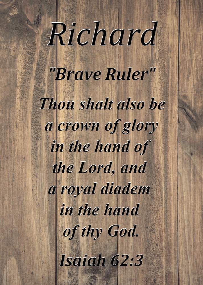 Richard "Brave Ruler" Keepsake Name Meaning Card with Bible Verse
