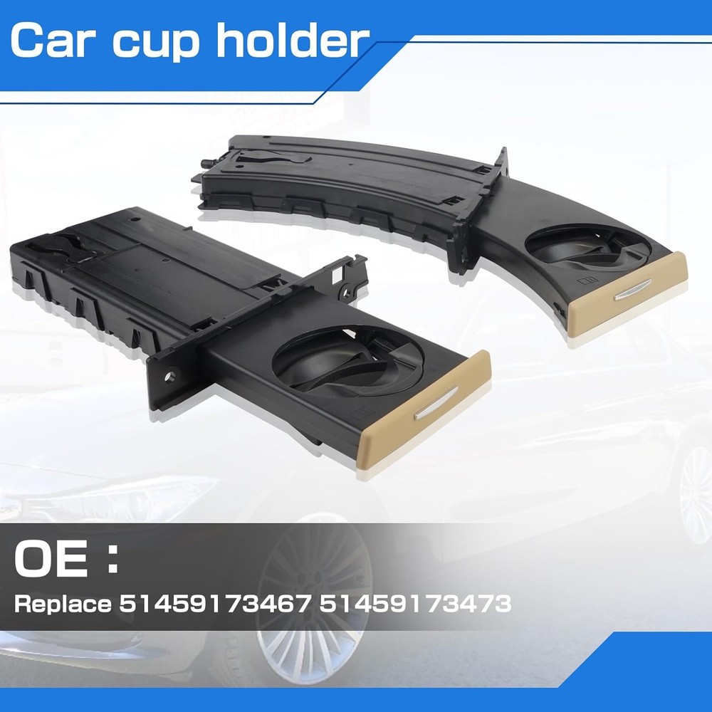 Pair Retractable Cup Holder Compatible with BMW 3 Series E90 E91 E92 black