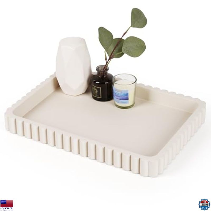 14" Gray Concrete Decorative Tray - Modern Rectangular Centerpiece for Living
