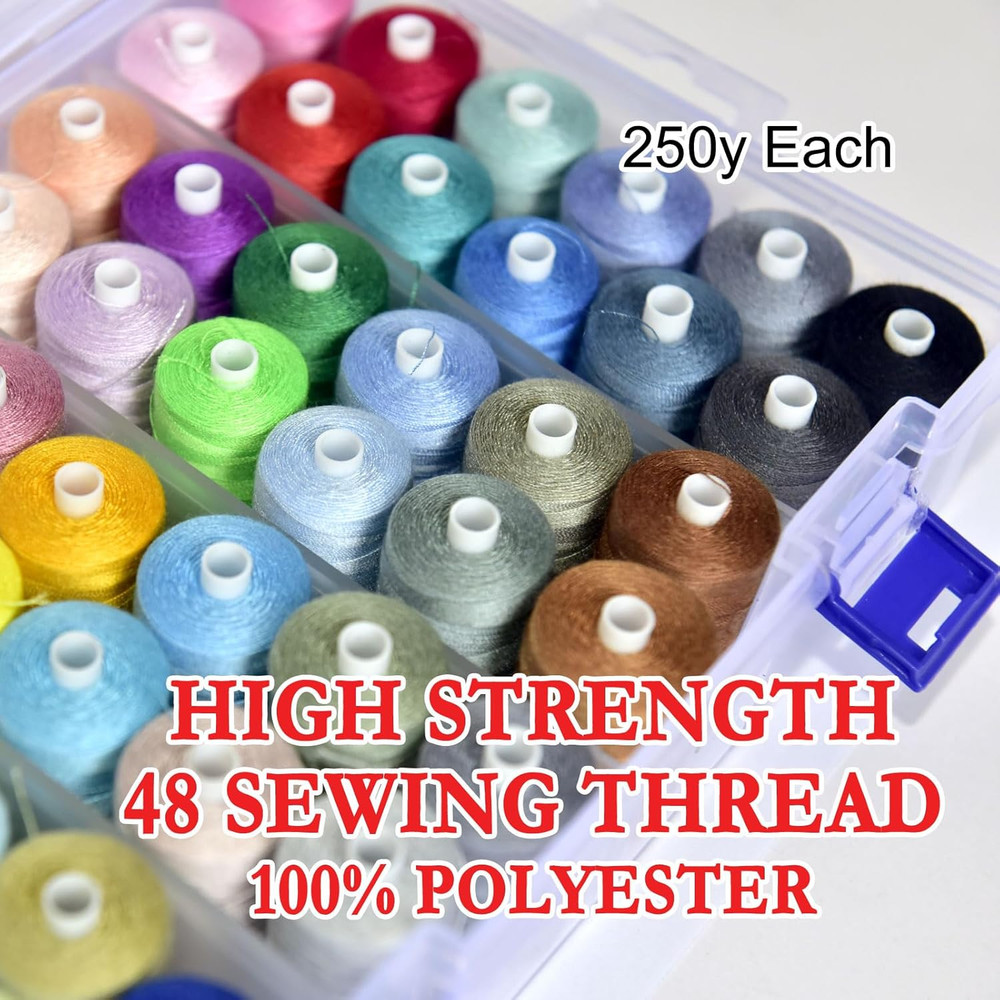 24 Color Sewing Thread Set - 270 Yards Each for Hand & Machine Use