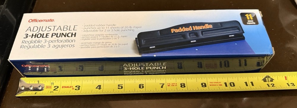 Officemate Adjustable 3 Hole Punch