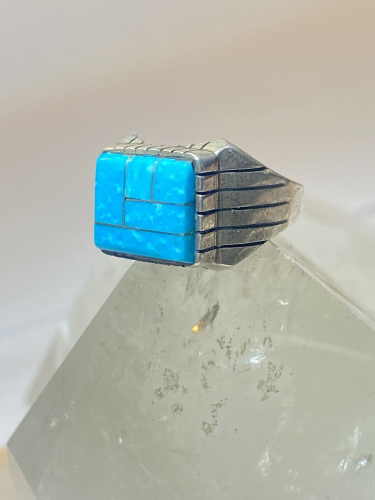 Blue ring size 8.75 sterling silver band southwest