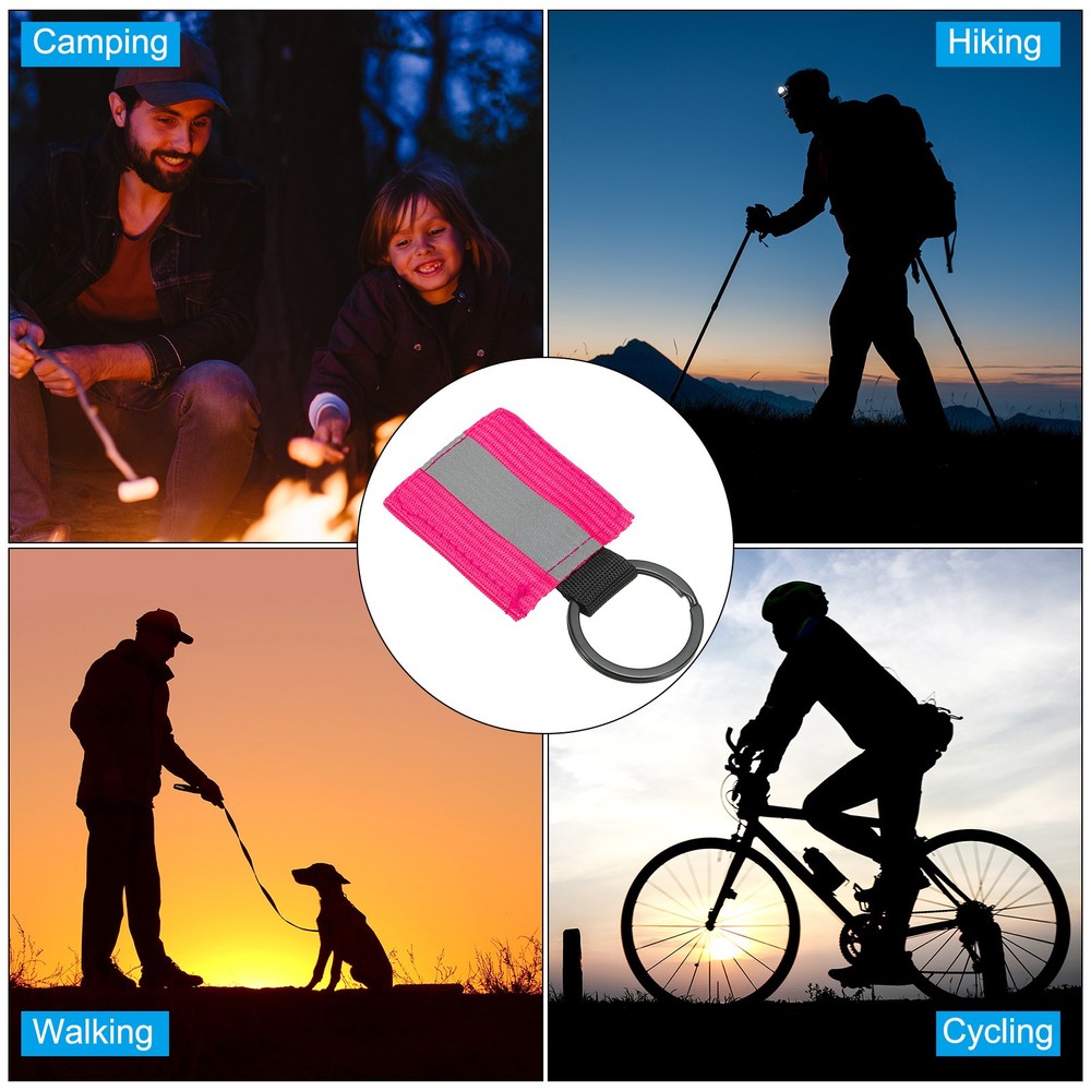 9 Pcs Reflective Keychain Tags, Reflective Zipper Pulls, Pink