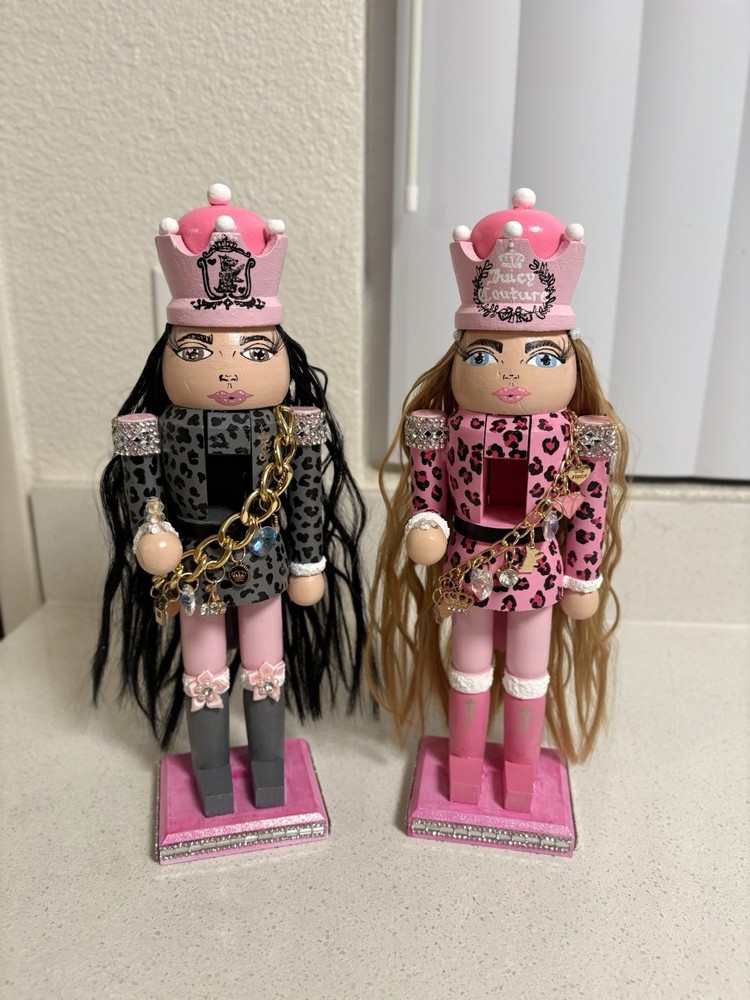 12” Pink Hand Painted Juicy Couture Leopard Print Nutcracker
