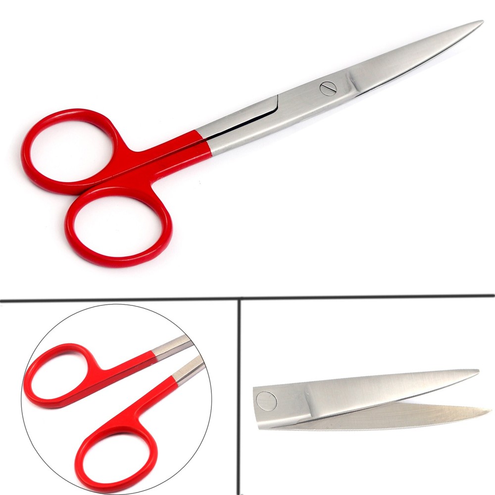 Lot Of 2 Pcs Operating Scissors 5.5" Sharp/Sharp Str+Cvd Color Handle (Red)