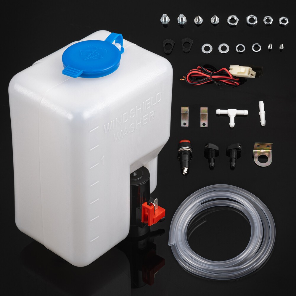 Universal 12V Windshield Washer Bottle Tank Pump Wiper System Reservoir Kit