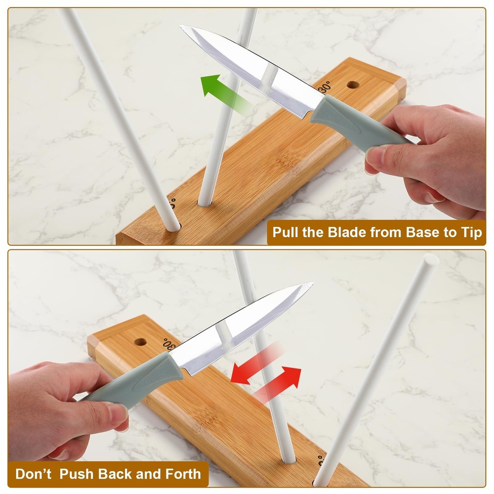 9.8" Ceramic Crock Knife Sharpener - 2 Rod Turn Box 2000 Grit 1 Pack White