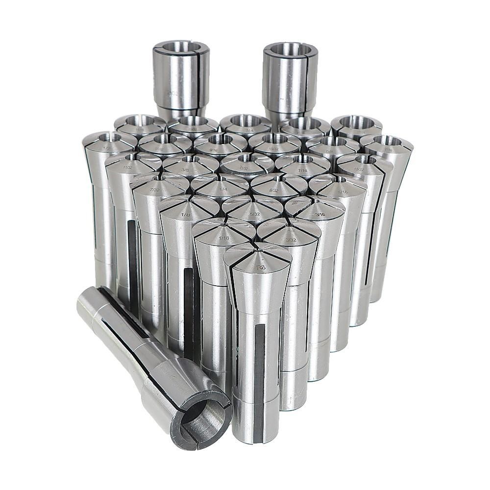 29Pcs R8 Spring Collet Set Fractional 1/32"-1" High Precision