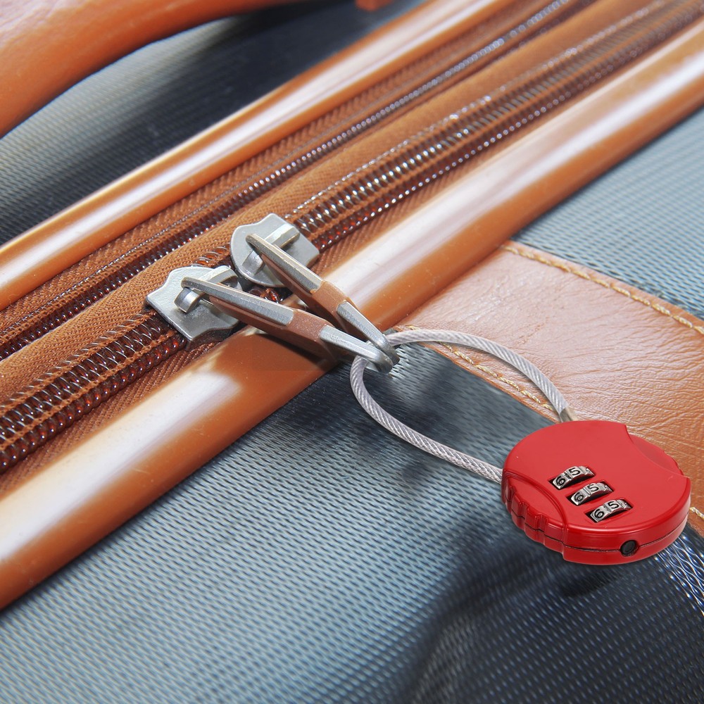 2-Pack Combination Padlock, 3 Digit Round Shaped Cable Luggage Lock [Red]