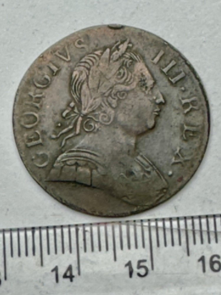 1775 George III Really Unusual Copper Halfpenny - Thin (E729)