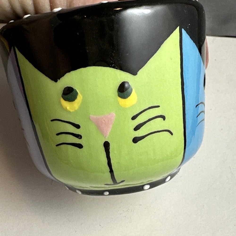 Small Cat Cup/ Pot Signed D Grant
