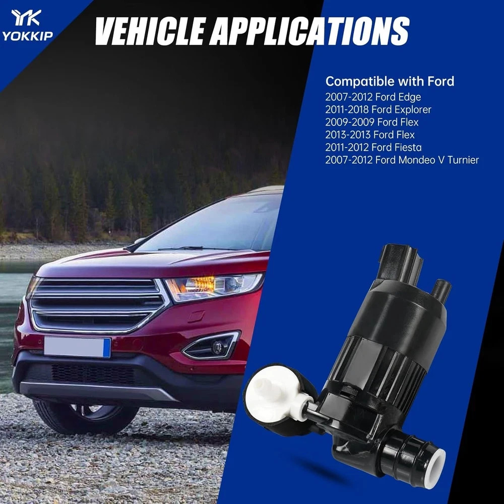 Windshield Washer Pump - Replacement for Ford Explorer, Edge, Fiesta, Flex,