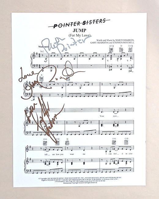 POINTER SISTERS Signed JUMP Sheet Music RUTH POINTER +2 COA