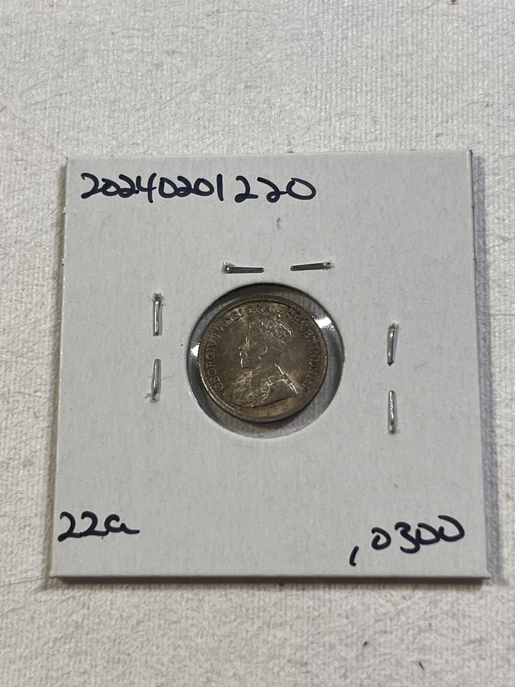 1920 Canada 5 Cents Small Silver Coin Cleaned