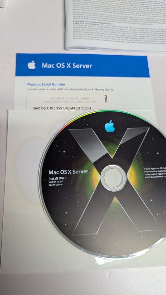 Apple Mac OS X Version 10.5.4 Leopard Server Unlimited Client License & Key